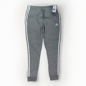 Women’s adidas Slim 3 Stripes Fleece Cuffed Pants IL3282 Medium Grey Heather Med